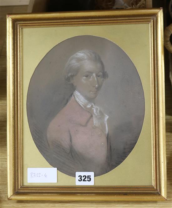 Late 18th century English School, pastel, portrait of Henry Snaith Trower, oval 24 x 20cm